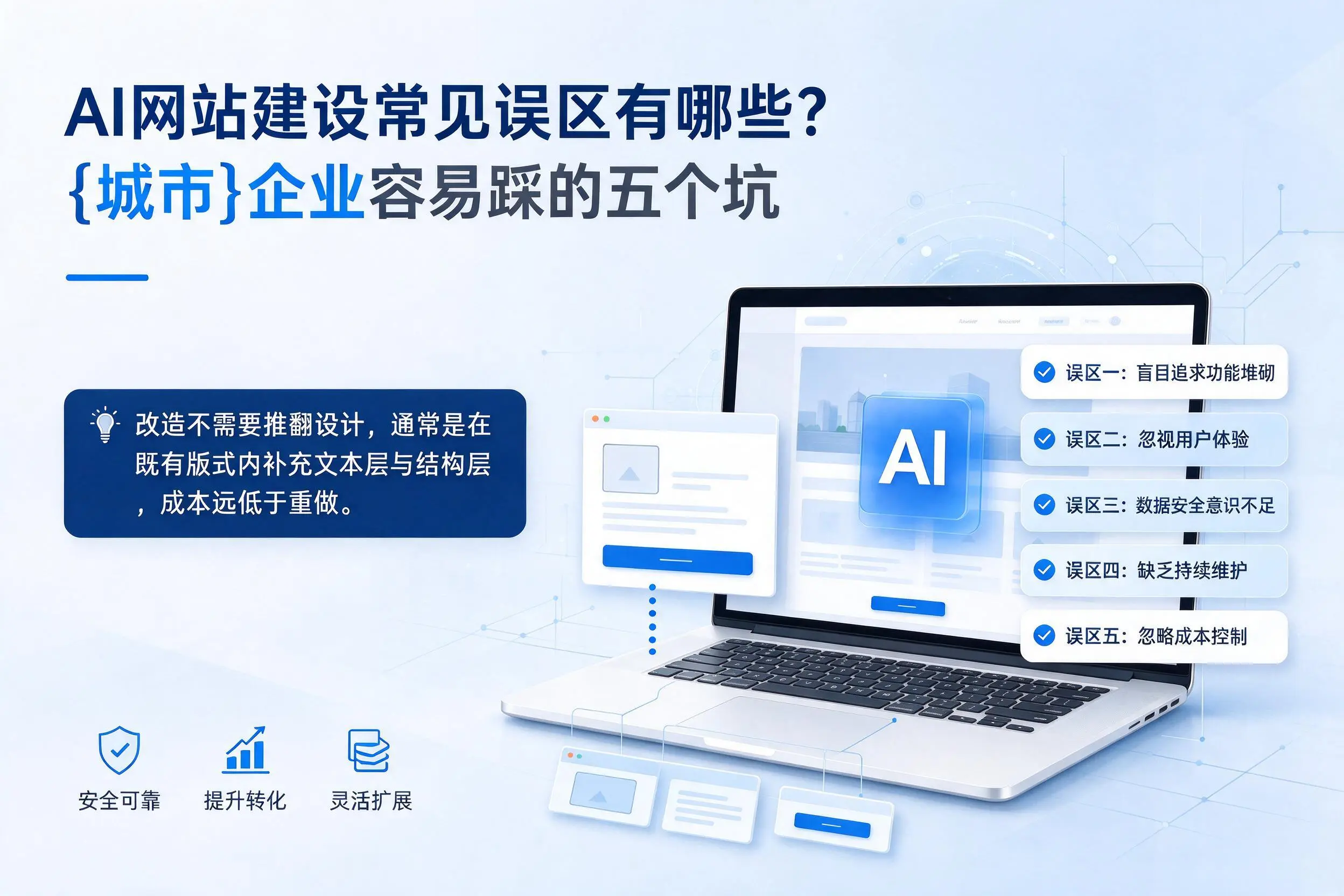AI网站建设常见误区有哪些?定安企业容易踩的五个坑