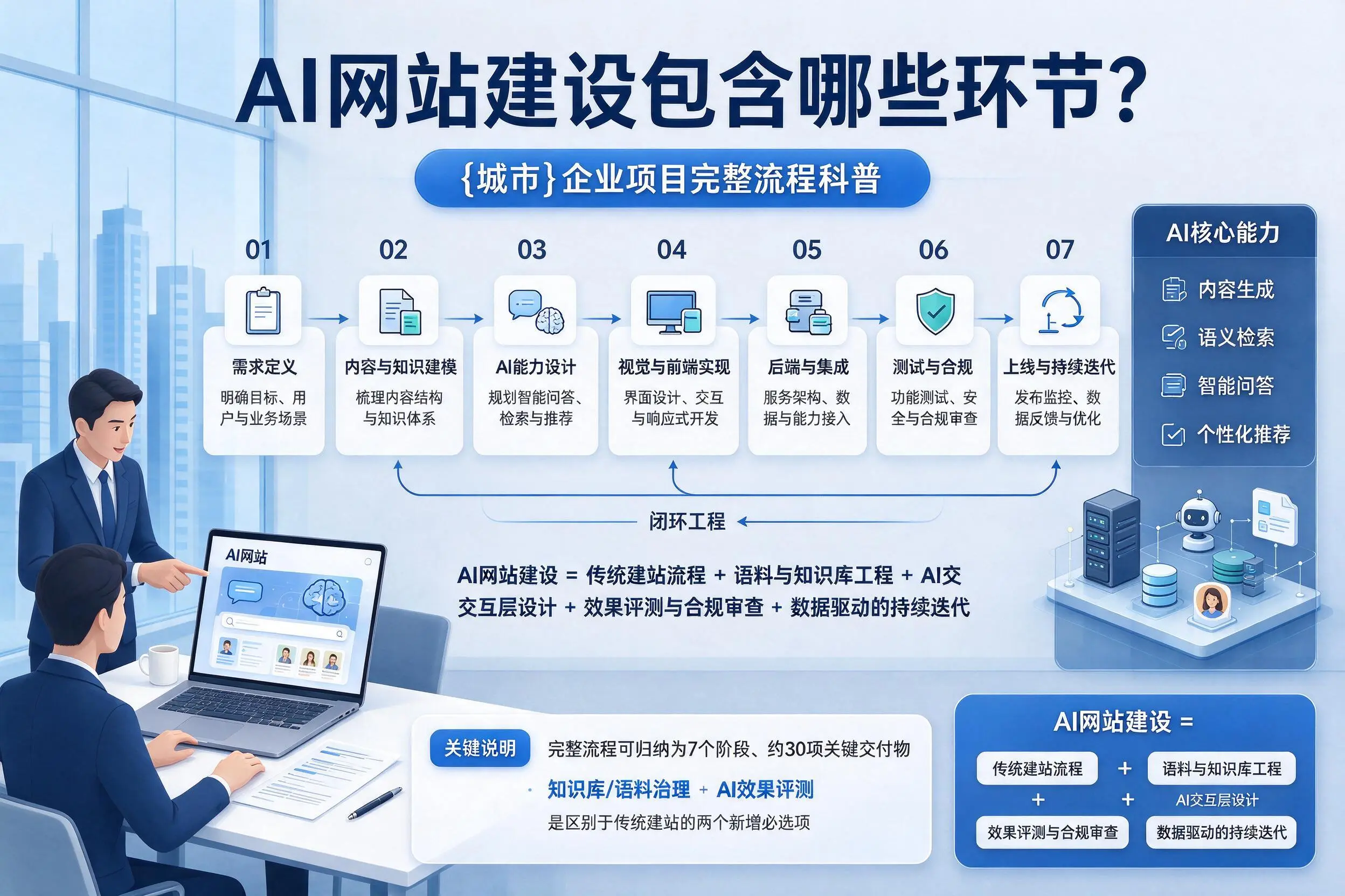AI网站建设包含哪些环节？定安企业项目完整流程科普