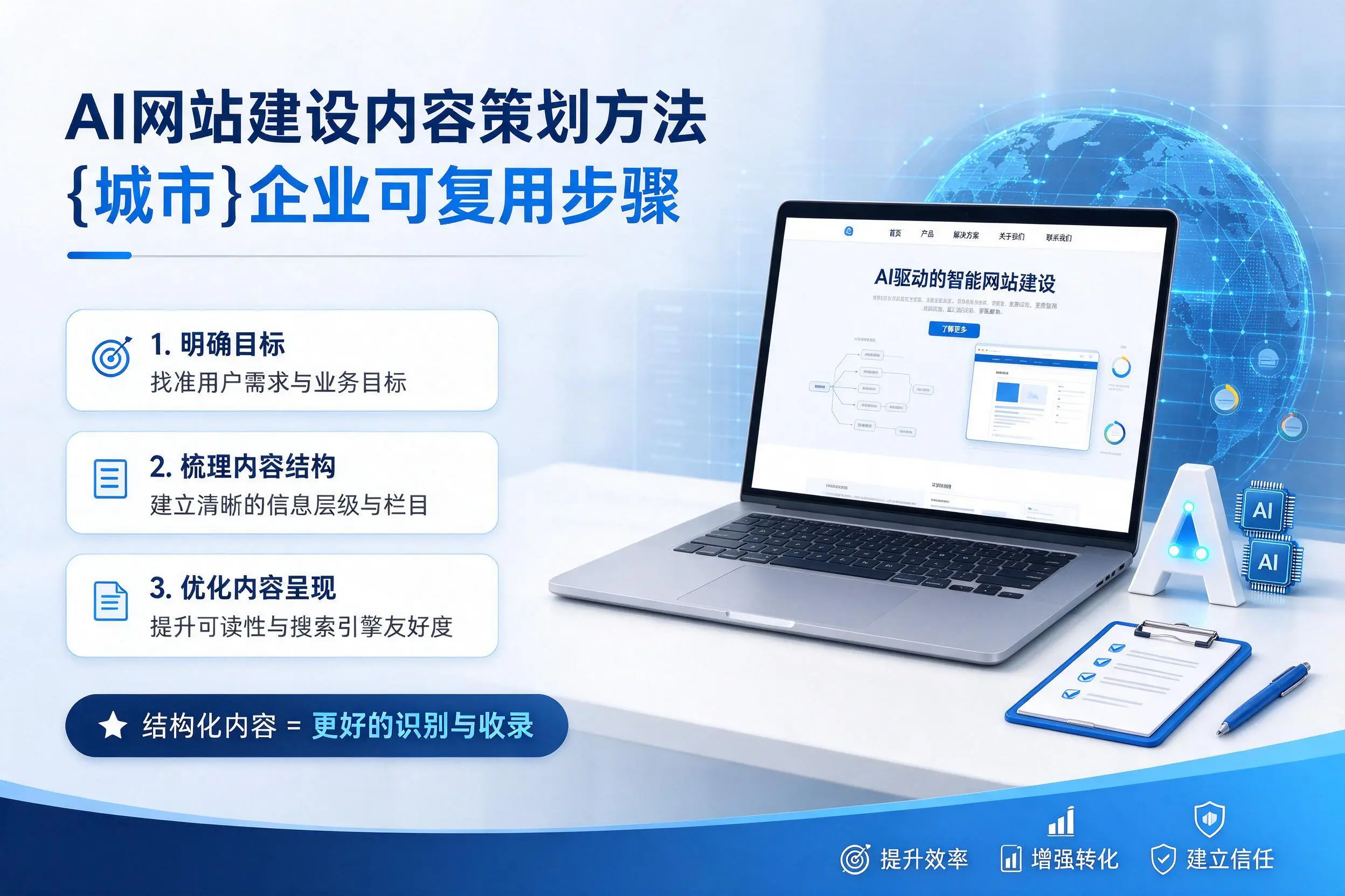 AI网站建设内容策划方法,定安企业可复用步骤