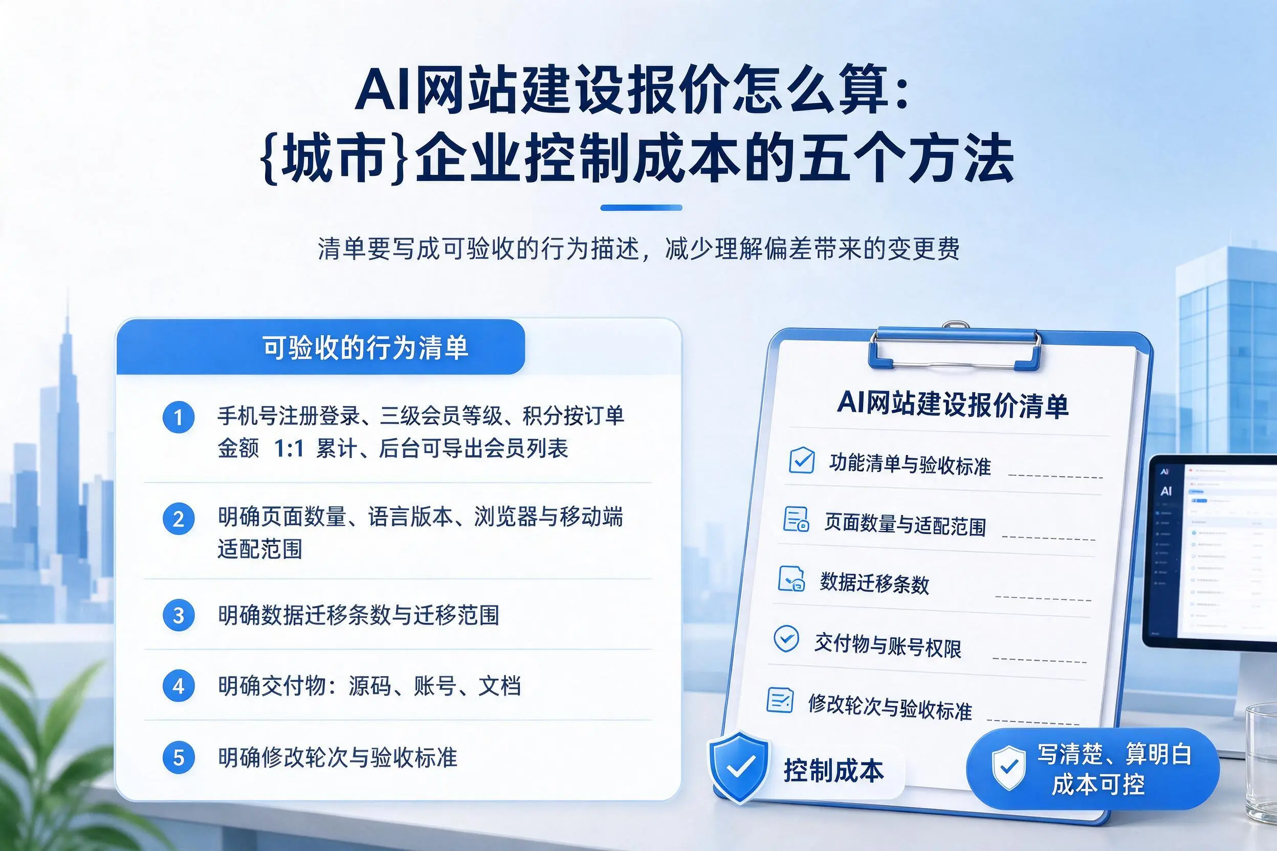 AI网站建设报价怎么算:定安企业控制成本的五个方法